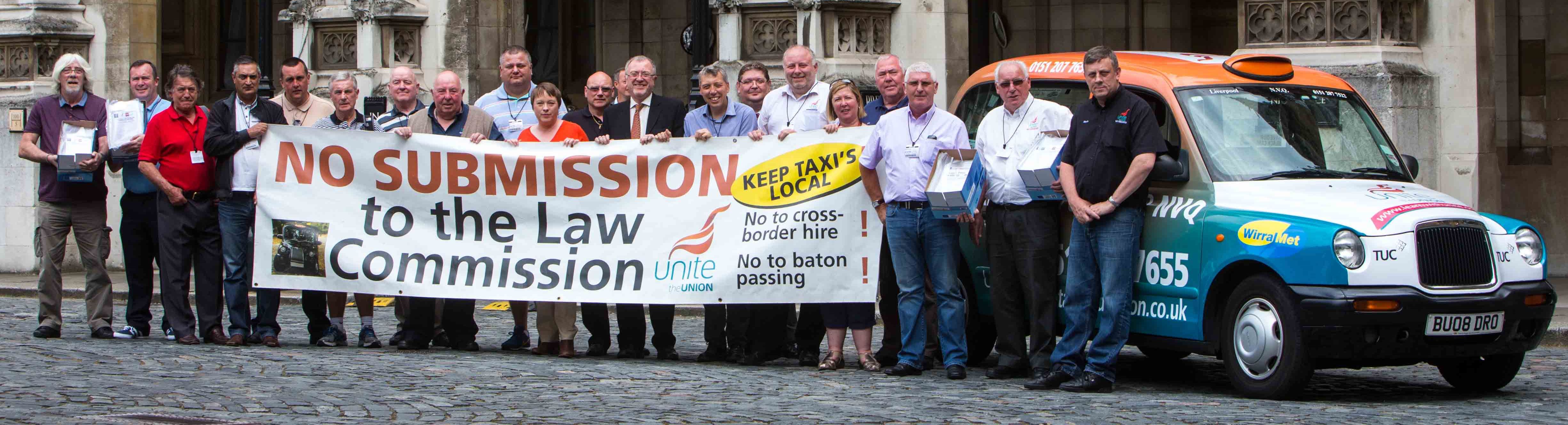 Unite taxi driver protesters handover hundreds of petitions, urging Parliament not to de-regulate cab services.