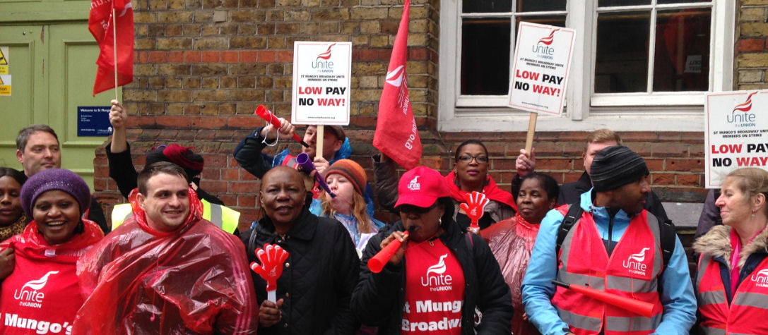 St Mungo's Broadway workers on picket line